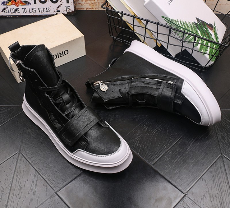 Hot Sale-Men's high-top shoes small white shoes Korean youth joker board shoe white casual shoes midthigh ankle boots, booties V52
