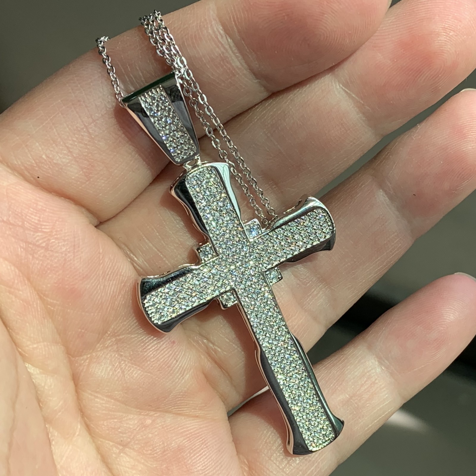Hip Hop Choucong New Arrival Jewelry Real Sterling Sier Cross Pendant White Sapphire CZ Dia Wedding Necklace For Mother