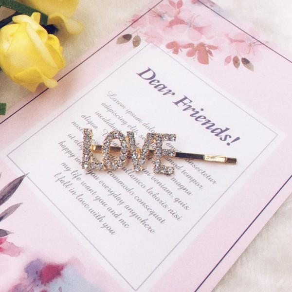 Word Rhinestones Hairpins Girl Crystal Letter Bobby Pins Metal Glitter Hair Barrettes Sparkly Hair Accessories for Ladies
