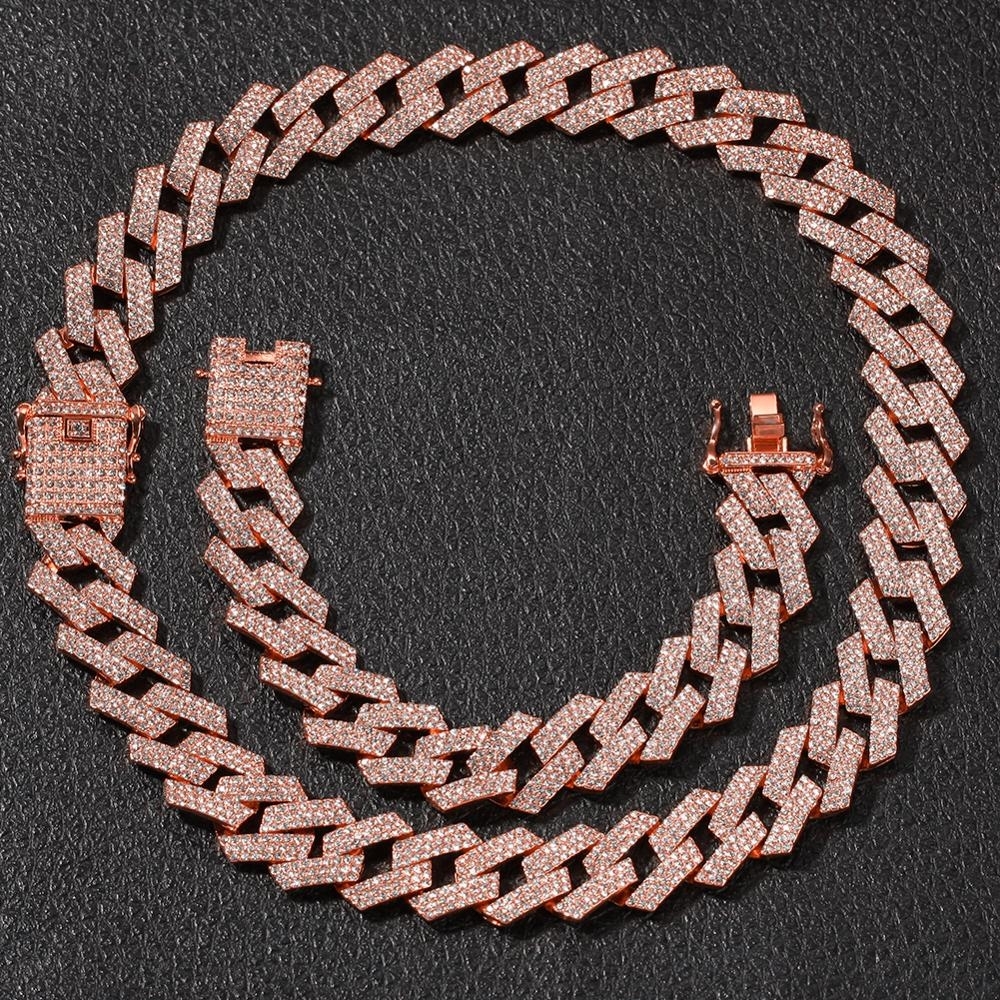 2cm Hip Hop Gold Color Iced Out Crystal Miami Cuban Chain Gold Silver Necklace & Bracelet Set HOT SELLING THE HIP HOP KING V191114
