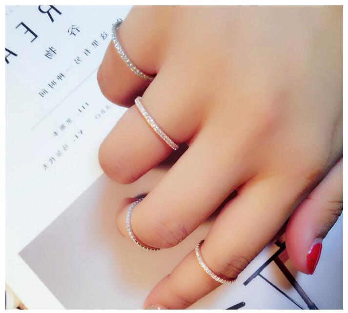 Hot Sale Sparkling Simple Luxury Jewelry 925 Sterling Silver Full White Sapphire CZ Diamond Party Sweet Cute Women Wedding Band Ring Gift
