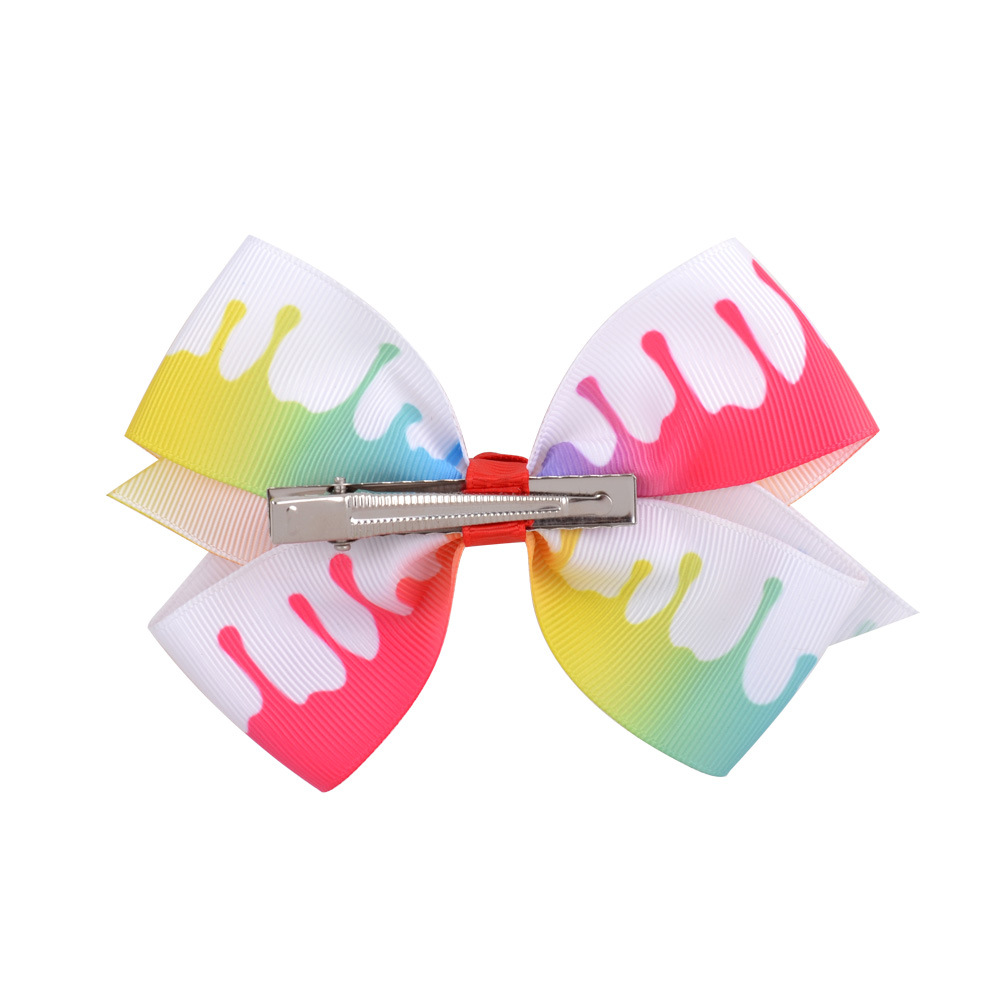 INS 21 colors 4.7" hair Bow girl Mermaid Unicorn print Barrettes Girl Hair Accessories Charming hair clipper