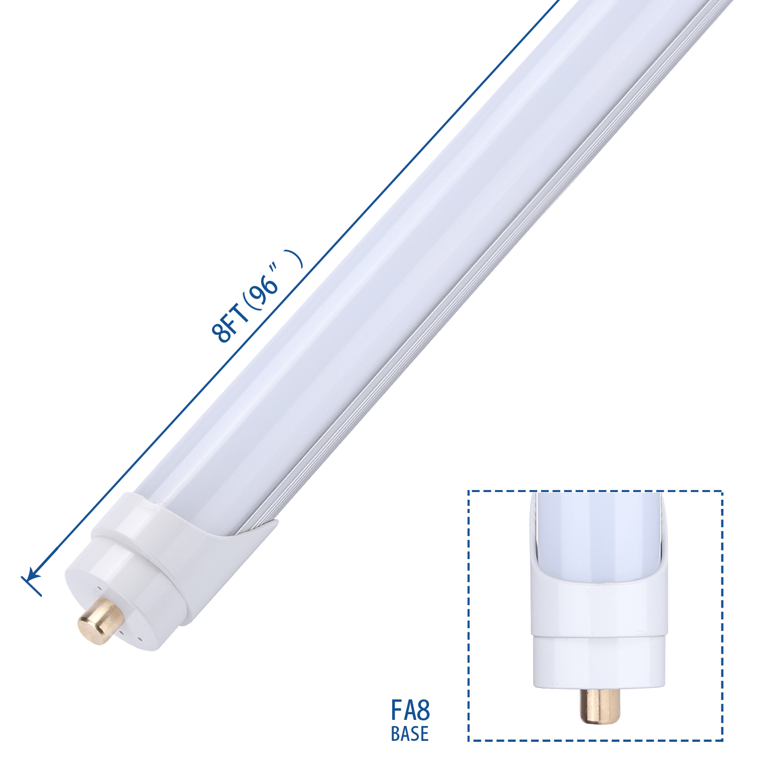 8 Foot Led Lights, F96T12 8ft Led Bulbs Fluorescent Replacement, T8 T10 T12 96" 45Watt FA8 Single Pin LED Shop Lights