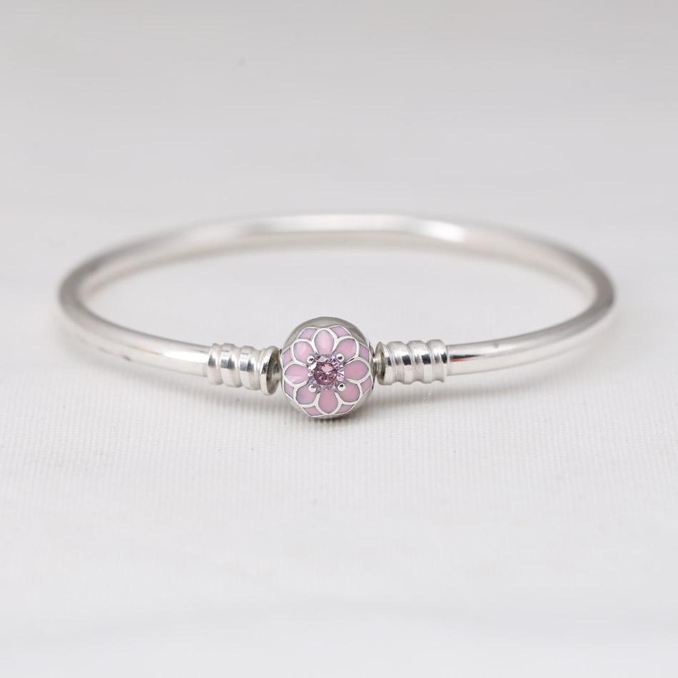 925 Sterling Silver Magnolia B Charm Clasp Bangle & Bracelets Pale Cerise Enamel & Pink CZ fit Lady Beads Pendants
925 Sterling Silver Magnolia B Charm Clasp Bangle & Bracelets Pale Cerise Enamel & Pink CZ fit Lady Beads Pendants