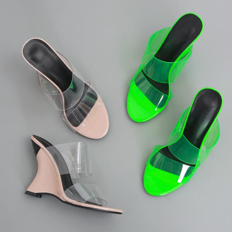 2020 NEW Summer Leisure PVC Slippers Transparent Wedges Women's Shoes High Heel Slippers Slip On Slides Pink Green 35-42
2020 NEW Summer Leisure PVC Slippers Transparent Wedges Women's Shoes High Heel Slippers Slip On Slides Pink Green 35-42