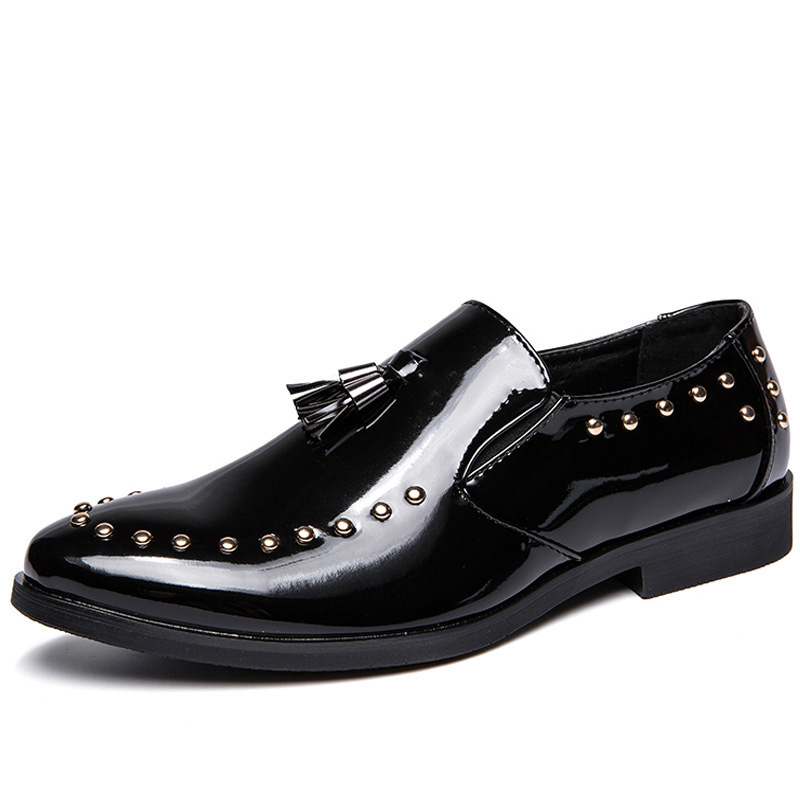 new mens casual wear resistant shoes large size soft leather shoes pointed men dress shoes leather, Black