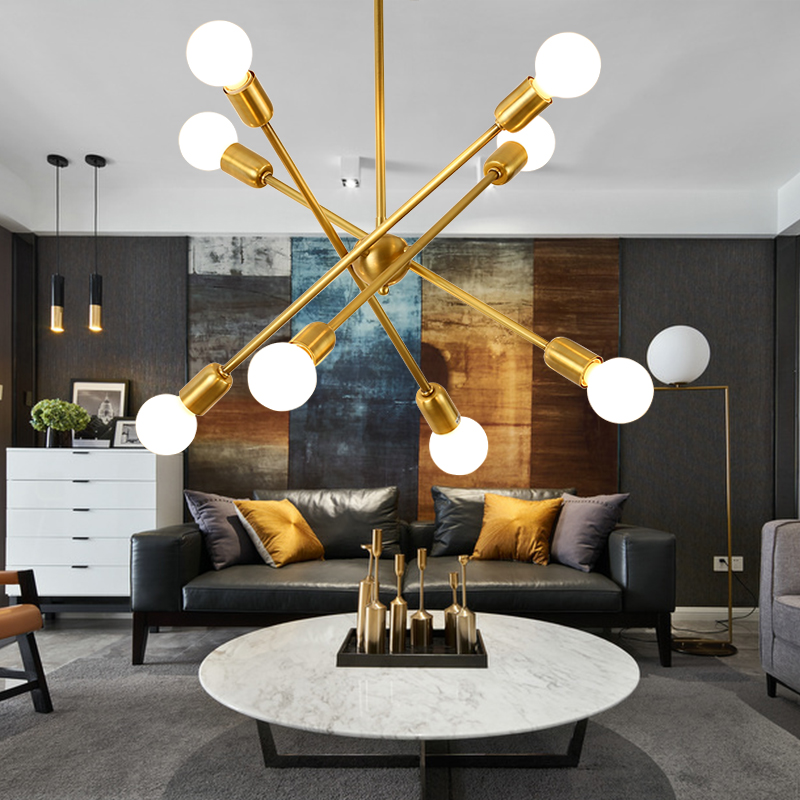 American style copper body 8/10 arm LED Pendant light modern branch with E27 base 4W led lamp pure white free shipping