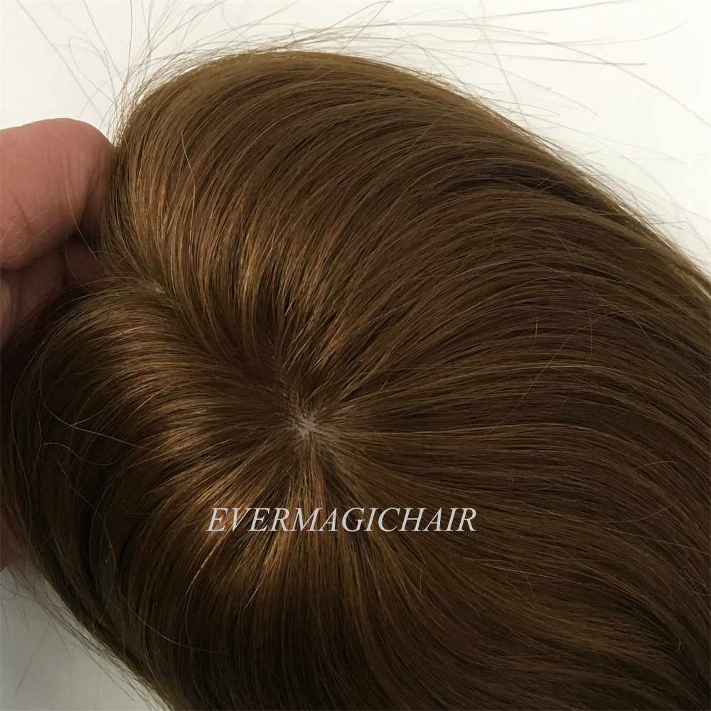 Toupee Hairpiece For Women Brazilian Virgin Hair Straight Human Hair 2.5x5inch Silk Base Clip In Human Hair Extension Brown Color