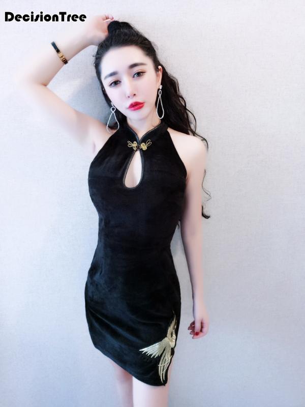 summer hot sale mordern sexy chinese tang suit qipao costumes dragon phoenix short cheongsam dresses chinese dress