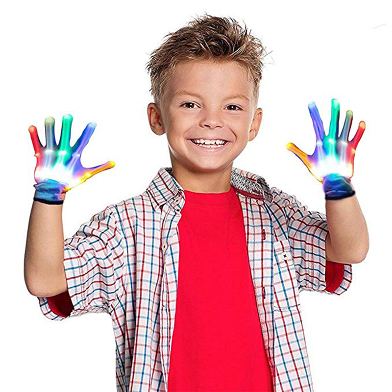 LED Gloves Finger Light Gloves Colorful 6 Modes for Dance Party Halloween Light Supplies Favor Sensory Glow Toys