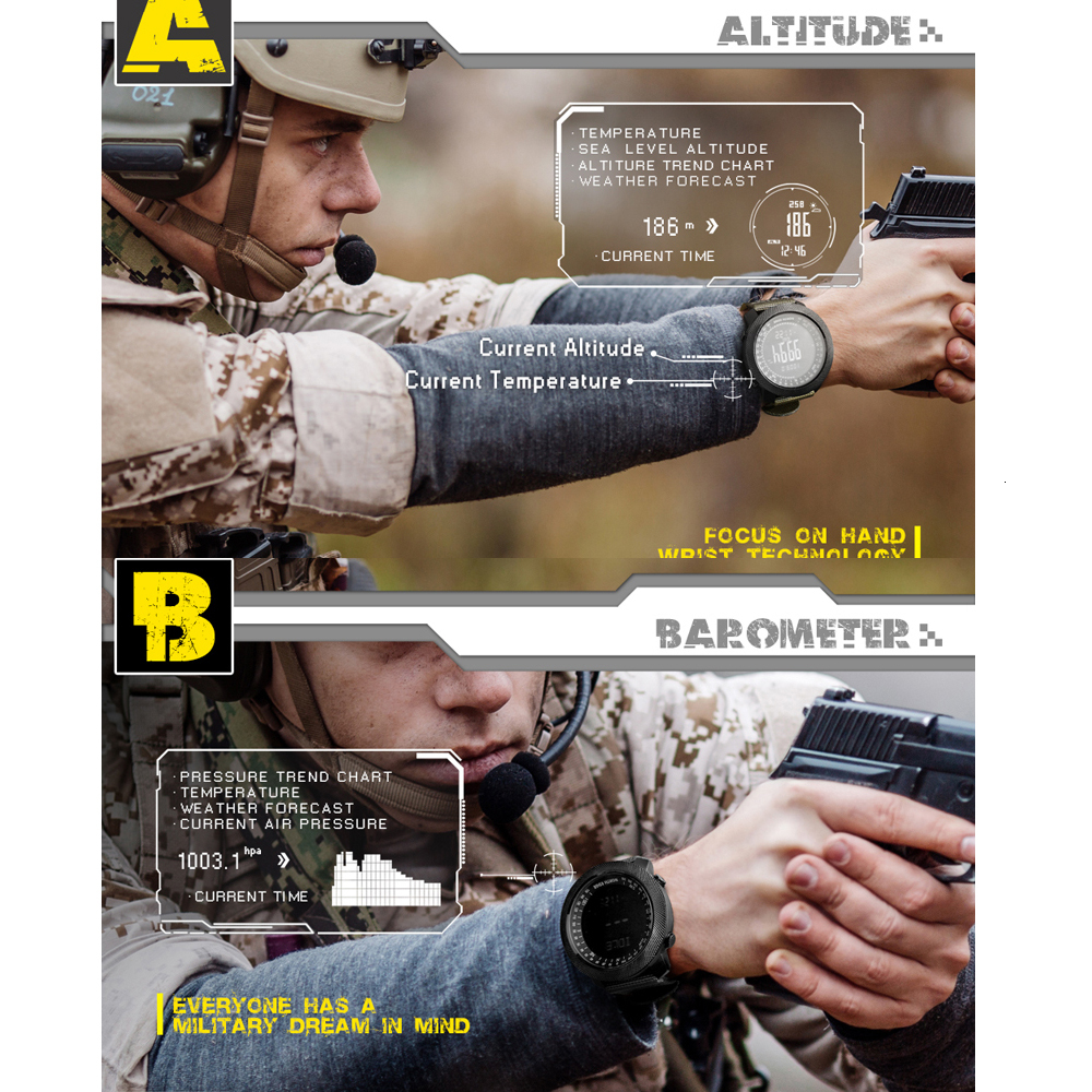 NORTH EDGE Men's sport Digital watch Hours Running Swimming Military Army watches Altimeter Barometer Compass waterproof 50m CJ191213