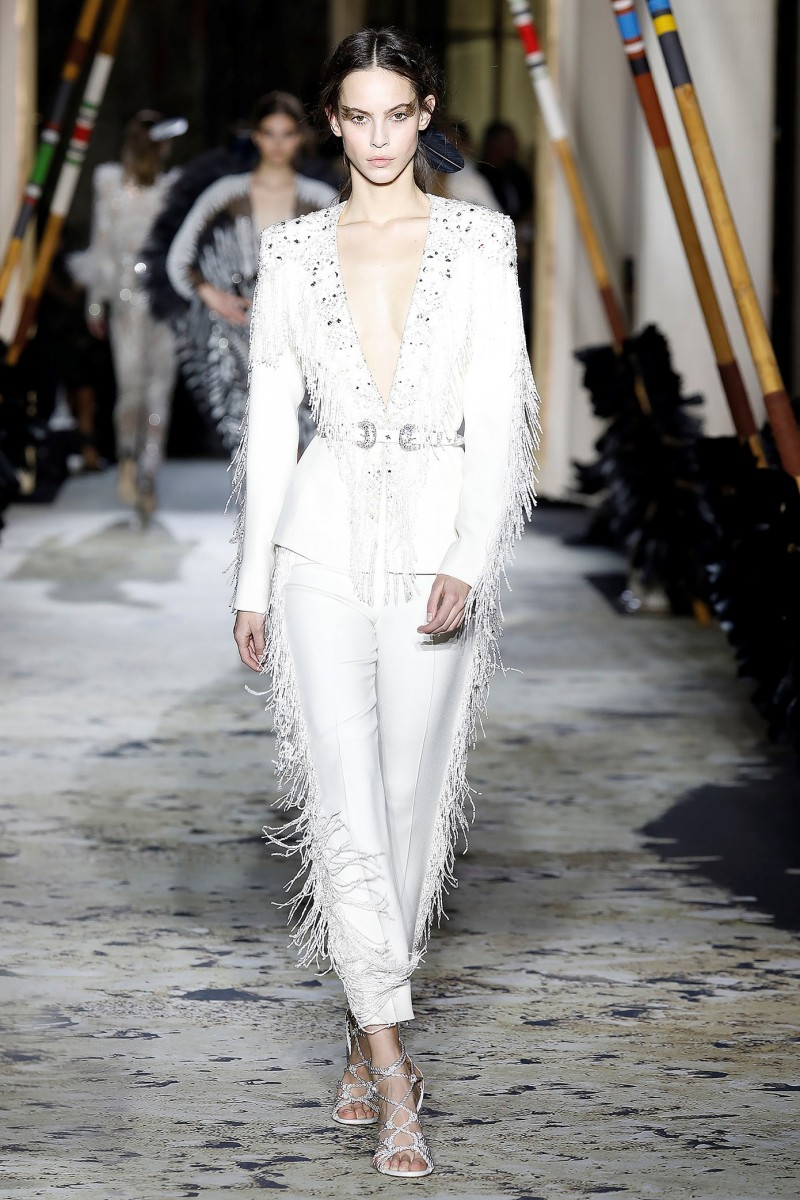 Zuhairmurad Customized Evening Pant Suits Two Pieces V Neck Long Sleeve Formal Dress Satin Sashes Crystal Feather Party Bridesmaid Gown