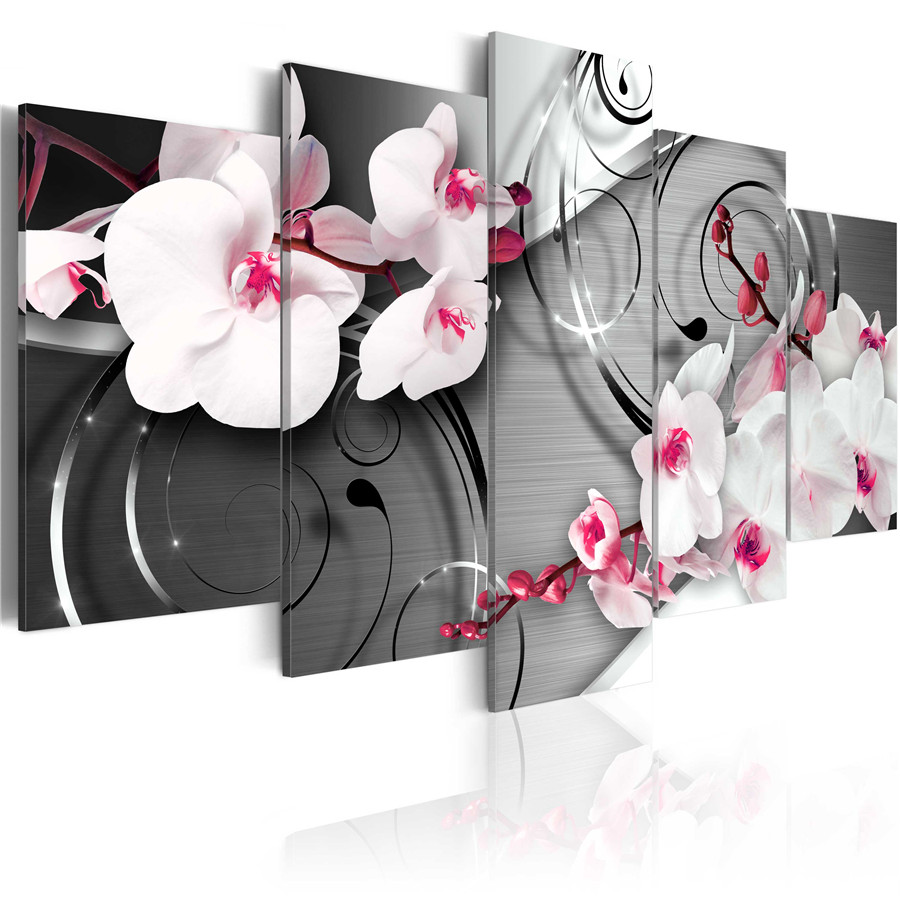 Unframe Modern Oil Painting on Canvas Abstract Flower Orchid Wall Decor Hanging Decor for Living Room High Quality,Choose Color And Size