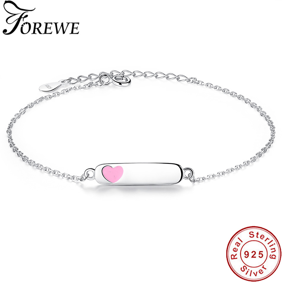 Engraved Heart Bracelet Personalized 925 Sterling Silver Enamel Bangle for Women and Children Z250910
