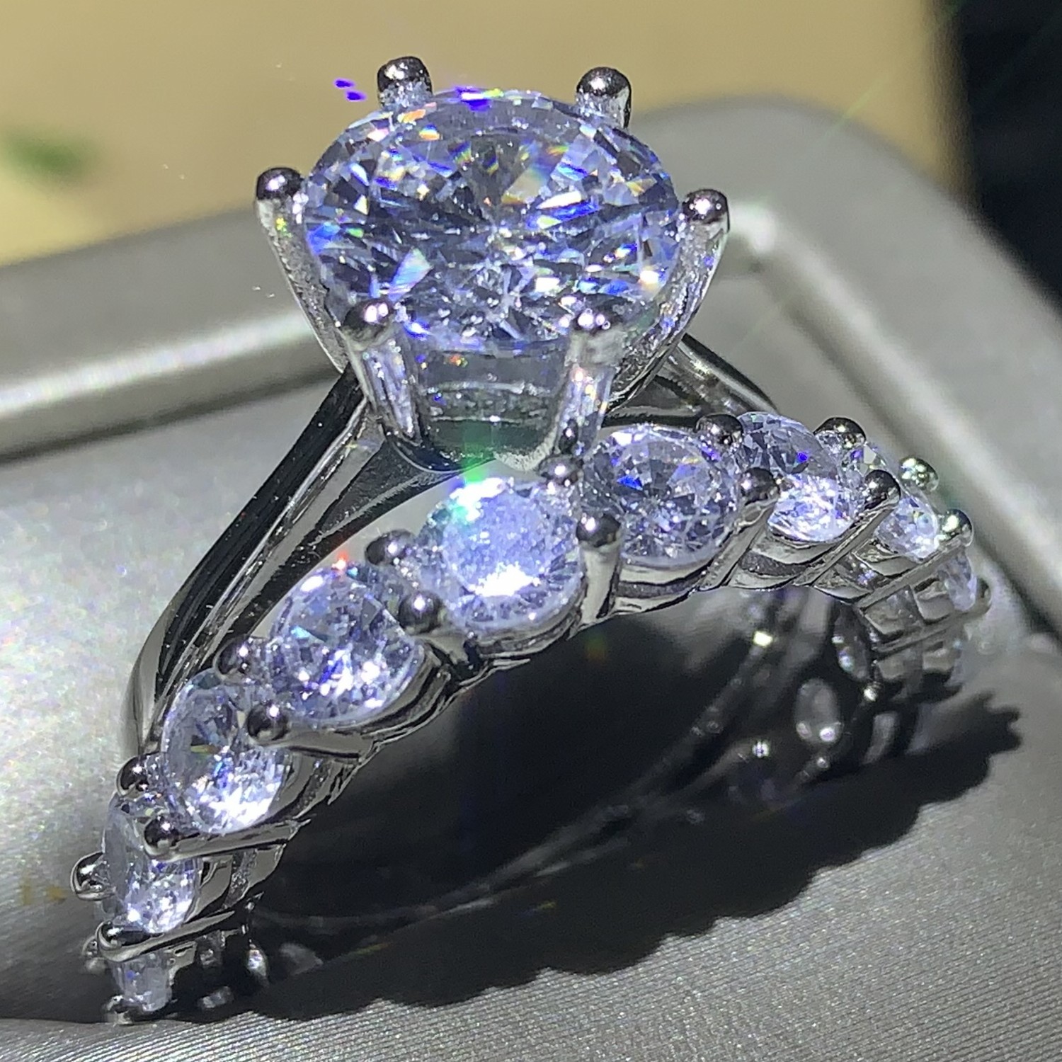 Choucong Victoria Wieck New 2019 Luxury Jewelry 925 Sterling Silver Round Cut White Topaz CZ Diamond Women Bridal Ring Set For Lovers' Gift