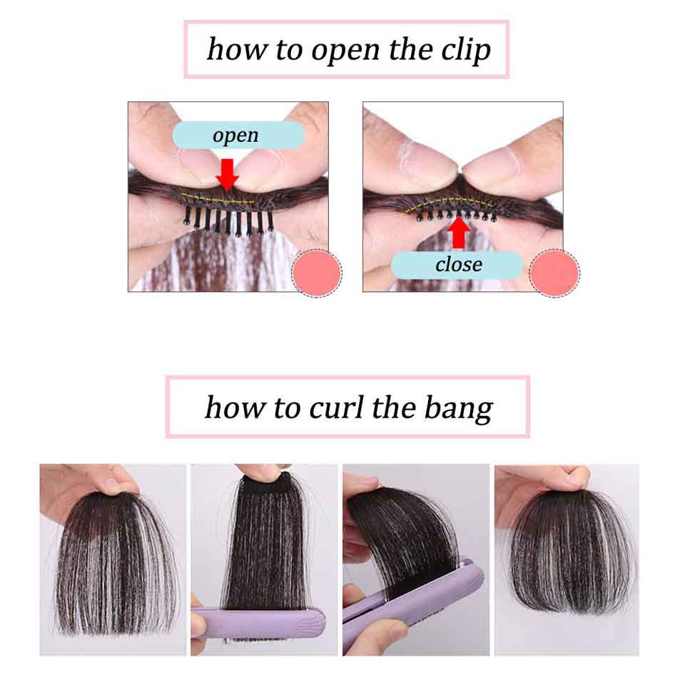 Human Hair Bangs longlived Fringe Hair Bangs Natural Black Clip in Air Bangs With Temple For Women
