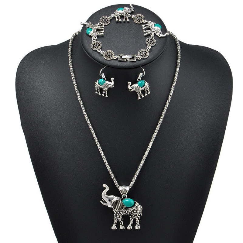 Earrings & Necklace Fashion Green African Jewelry Sets For Women Vintage Silver Color Elephant Pendant Bracelets Jewellery Gift, As pic
Earrings & Necklace Fashion Green African Jewelry Sets For Women Vintage Silver Color Elephant Pendant Bracelets Jewellery Gift, As pic