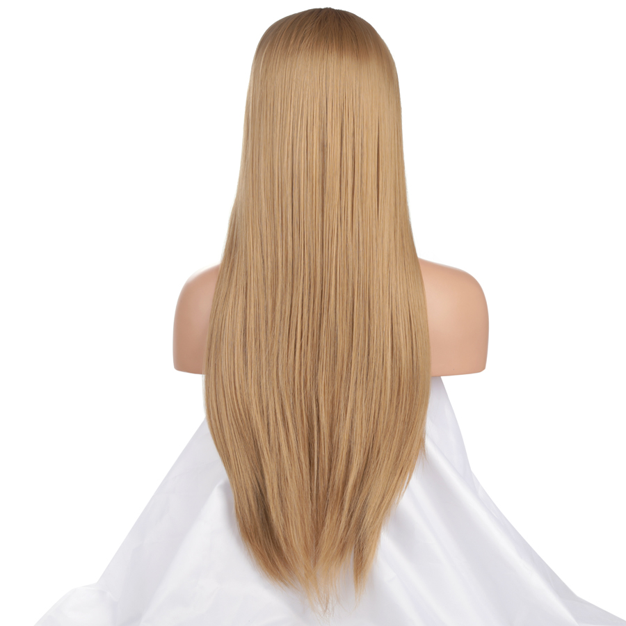 Fashion Celebrity Style Silky Straight Blonde color Synthetic Wig with baby hair Lace Front Wigs For American Black Women