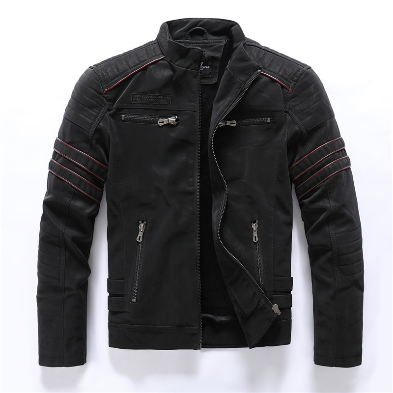 Men's Leather Jacket Casual Fashion Stand Collar Motorcycle Jacket Men Slim PU Coats, Black
Men's Leather Jacket Casual Fashion Stand Collar Motorcycle Jacket Men Slim PU Coats, Black