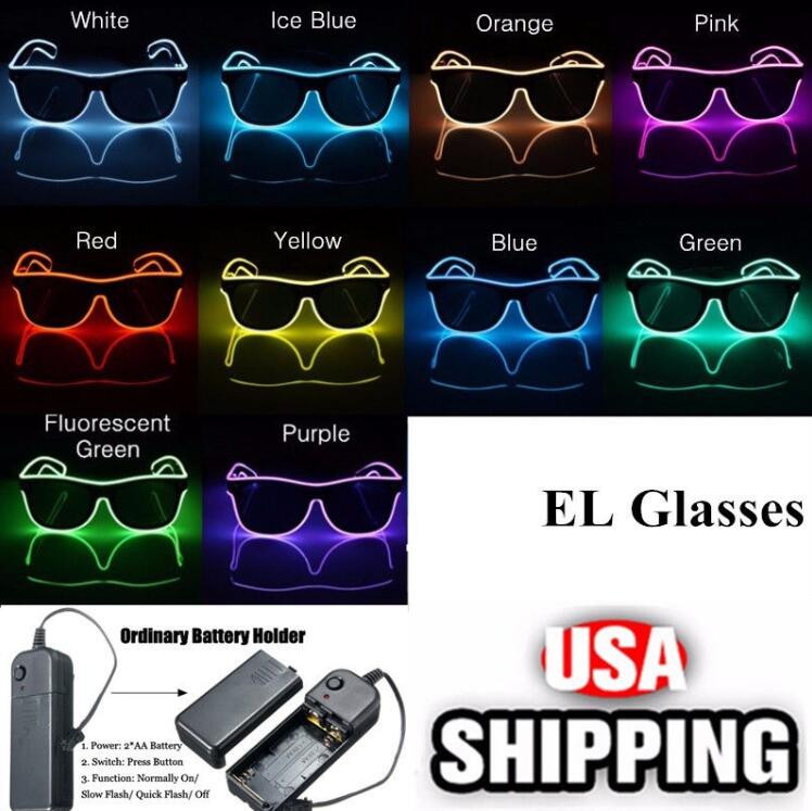Simple EL glasses El Wire Fashion Neon LED Light Up Shutter Shaped Glow Sun Glasses Rave Costume Party DJ Bright SunGlasses A0074
Simple EL glasses El Wire Fashion Neon LED Light Up Shutter Shaped Glow Sun Glasses Rave Costume Party DJ Bright SunGlasses A0074