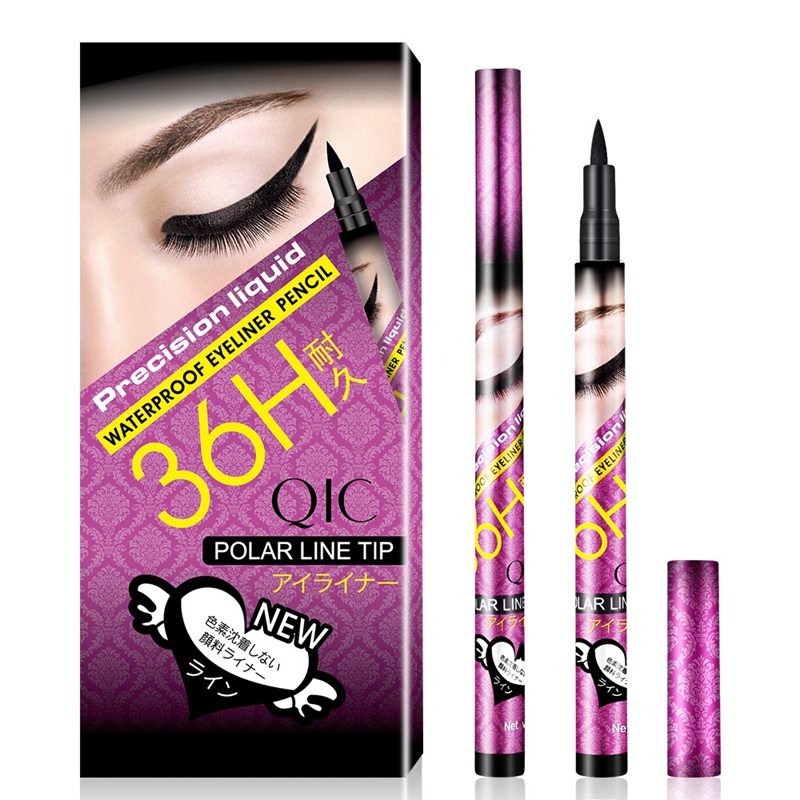 

QIC Black 36H Eyeliner Pencil Hard Head Waterproof Pen Long-lasting Liquid Eye Liner Smooth Quickly Dry Make Up Tools, As picture show