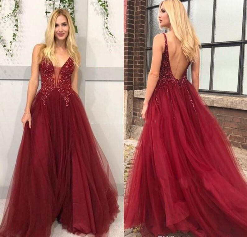 Dark Red Arabic Prom Dresses Long V-Neck backless Sleeveless Appliques Sequins Backless A-Line Formal Evening Party Gowns Robes De Soriee, Same as picture
Dark Red Arabic Prom Dresses Long V-Neck backless Sleeveless Appliques Sequins Backless A-Line Formal Evening Party Gowns Robes De Soriee, Same as picture