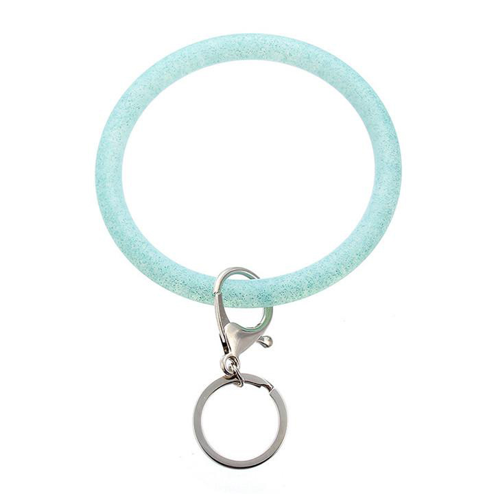 Silicone Wrist Key Ring Fashion Glitter Bracelet Sports Keychain Bracelets Bangle Round Key Rings Large O Keyring Jewelry