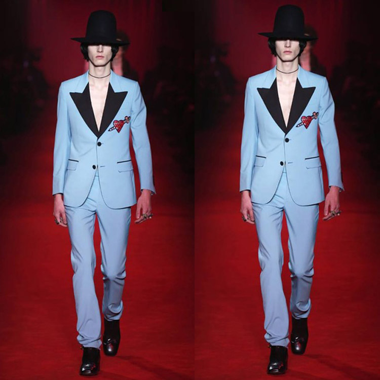 Fall Handsome Men Suits For Wedding 2 Piece Groom Wear Tuxedos Prom Party Blazer Suit(Jacket+Pants)