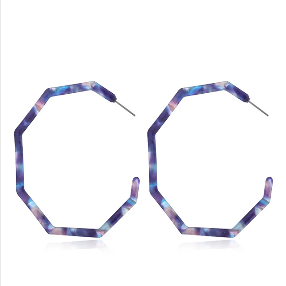 Acrylic Earrings Hoop Lightweight Resin Earrings Geometric Octagon Statement Stud Earrings Bohemian Fashion Jewelry