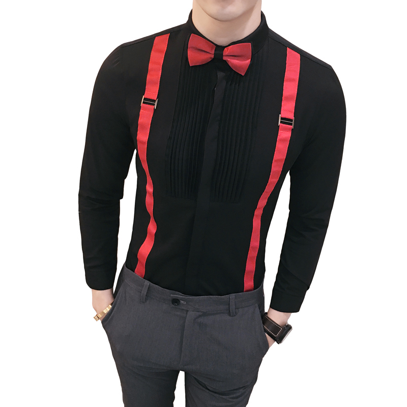 Bow Tie Work shirt 2019 Fashion Designer Male Shirt Slim Fit Black White Club Party Performance Stage Clothing Mens Dress
Bow Tie Work shirt 2019 Fashion Designer Male Shirt Slim Fit Black White Club Party Performance Stage Clothing Mens Dress