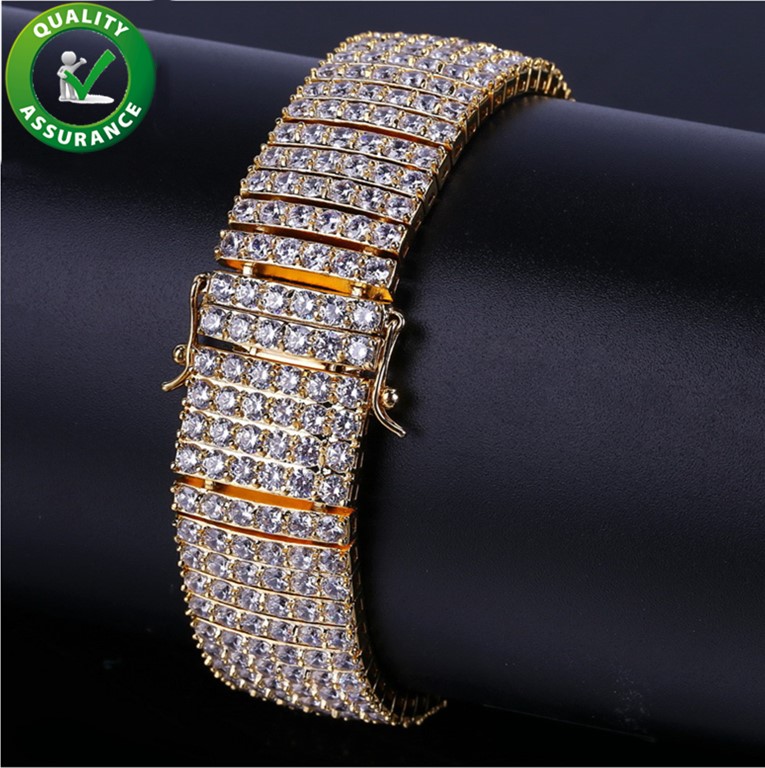 Iced Out Diamond Tennis Chain Bracelet Hip Hop Jewelry Mens Bracelets Gold Silver Luxury Designer Bangle Love Micro Pave Cubic Zirconia Link
