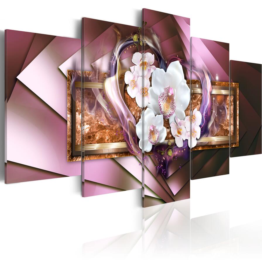 HD 5PCS/Set Love Orchid Flower Art Print Frameless Canvas Painting Wall Picture Home Decoration,Choose Color And Size