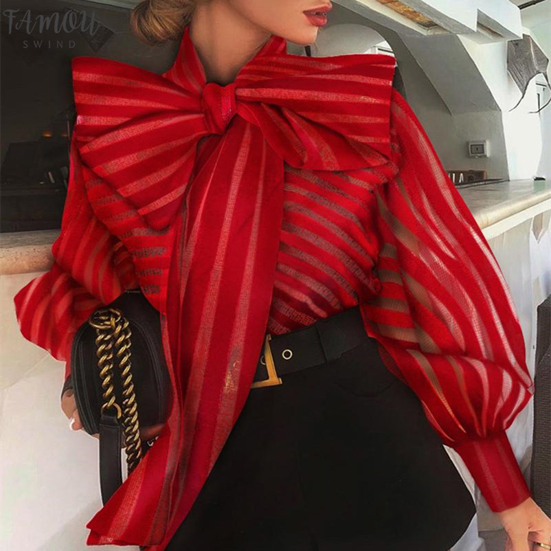 Womens Casual Blouses Mesh Sheer Long Lantern Sleeve Bowknot Collar Striped Tops Formal Blouse Blusas Mujer De Moda, Black
Womens Casual Blouses Mesh Sheer Long Lantern Sleeve Bowknot Collar Striped Tops Formal Blouse Blusas Mujer De Moda, Black