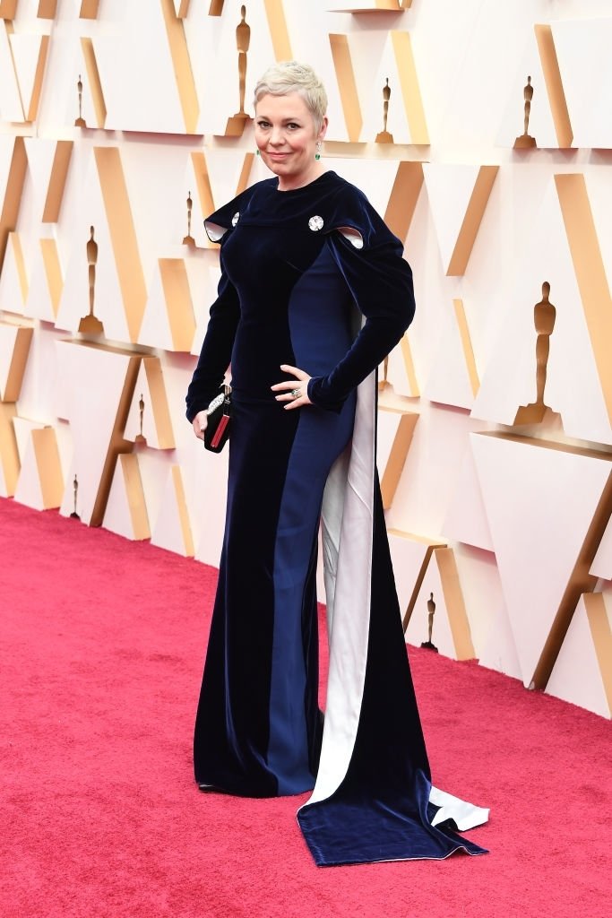 Arrival Th New Oscar Awards Olivia Colman Mermaid Evening Dresses Jewel Neck Veet Long Sleeves Floor Length Red Carpet Celebrity Dress