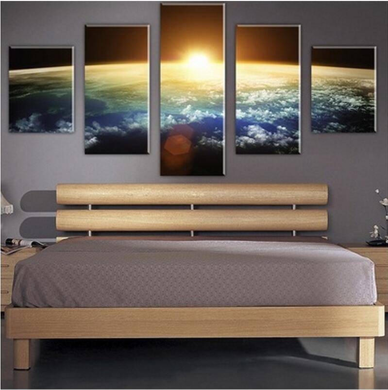5pcs/set Unframed The Earth Universe Scene Landscape Painting On Canvas Wall Art Painting Art Picture For Living Room Decor