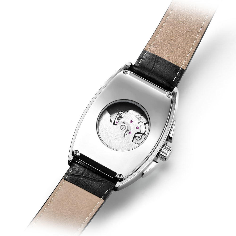 Sewor New Black Gold Tonneau Tourbillon Automatic Mechanical Watch Men Genuine Leather Strap Men Clock Male Men Wristwatches