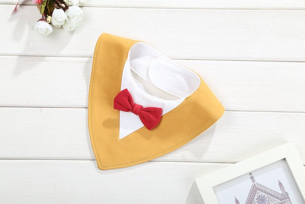 Baby Bibs Burp Cloth Infant Waterproof Bib Towels Kids Cotton Soft Bow Burp Tie Triangle Bibs Toddlers Slobber Bibs Pinafore 10Colors