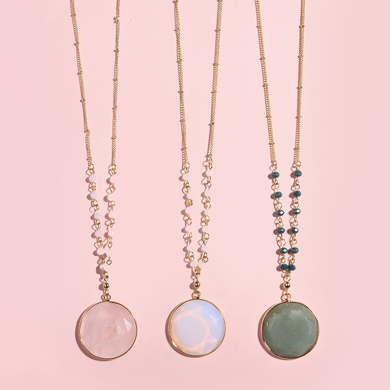 Bohemian Gold plated natural stone druzy necklace round opal pink crystal stone pendant necklace for women jewelry
Bohemian Gold plated natural stone druzy necklace round opal pink crystal stone pendant necklace for women jewelry
