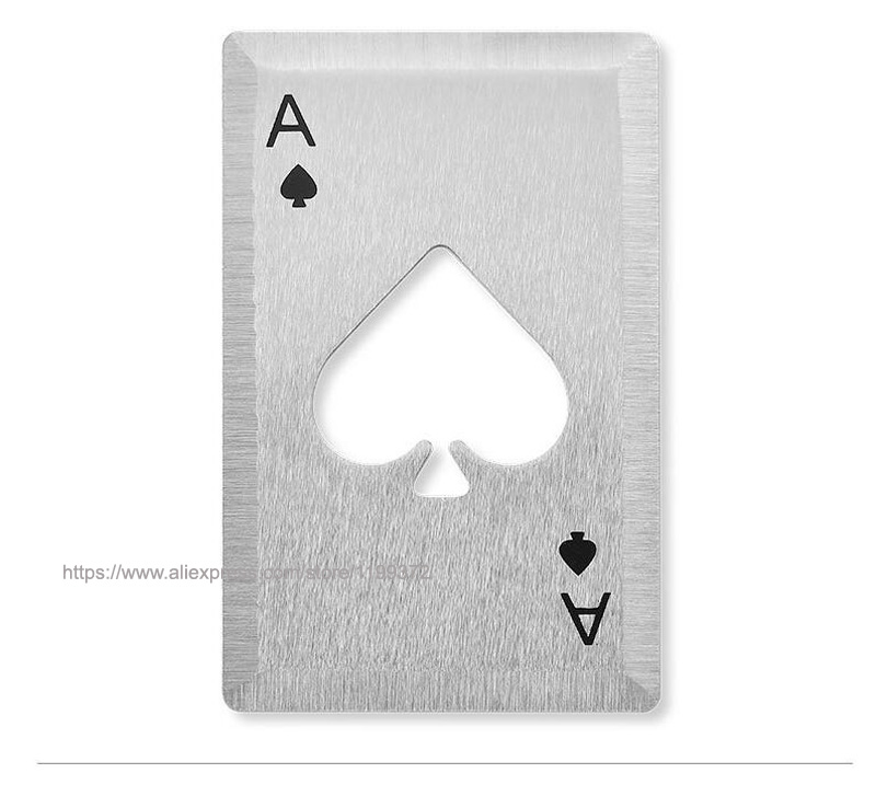 100pcs High Quality Spades Stainless Steel Playing Card Poker A Ace Soda Beer Wine Cap Can Bottle Opener Openers Bar Tool