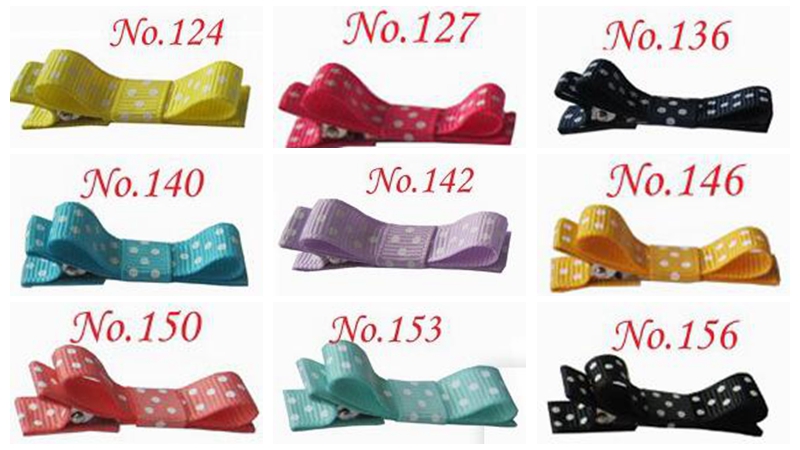 Hair Accessories simply Bows Clips layered polka dot ribbon covered Single Prong Duckbill Alligator Hairpins Baby headwear FJ3226