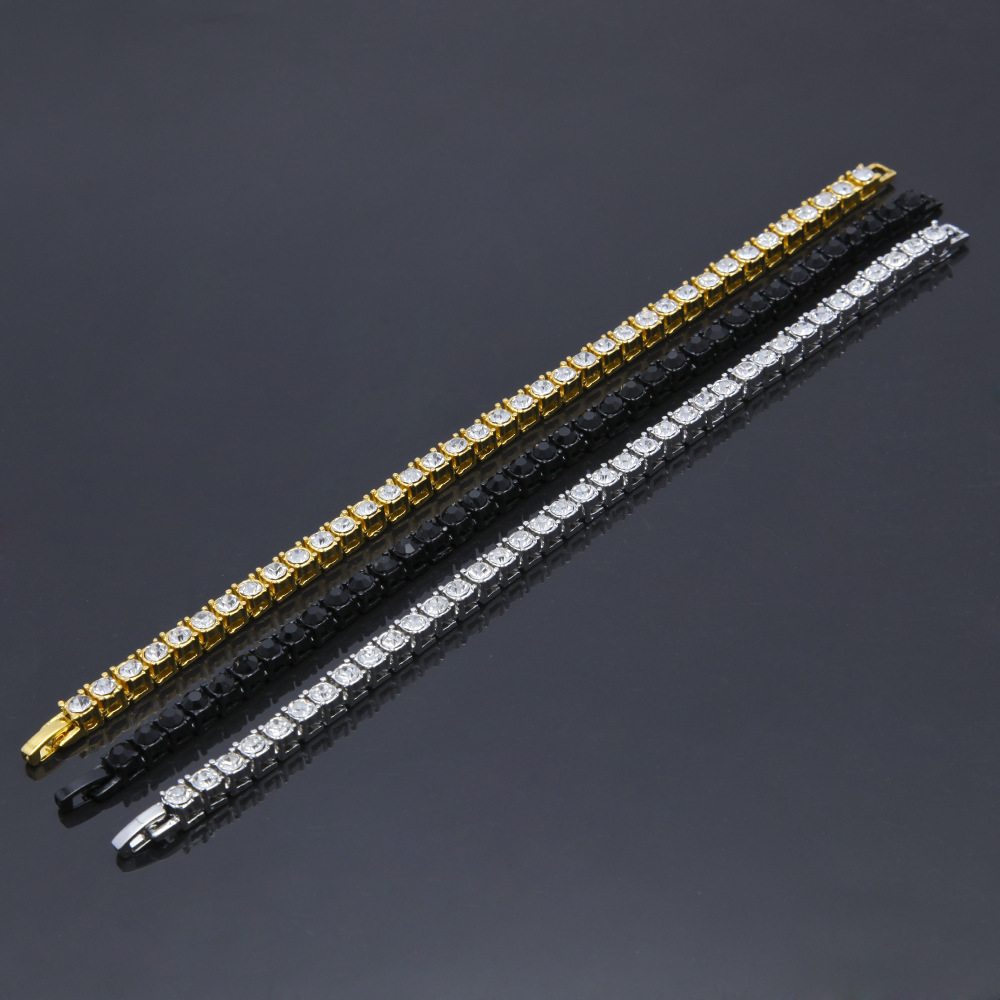 Personalized Tennis Chain Bracelet 7-9inch Hip Hop Mens Bling Gold Lovers Black White Iced Out Full Diamond Crystal Rapper Jewelry Gifts for Men and W