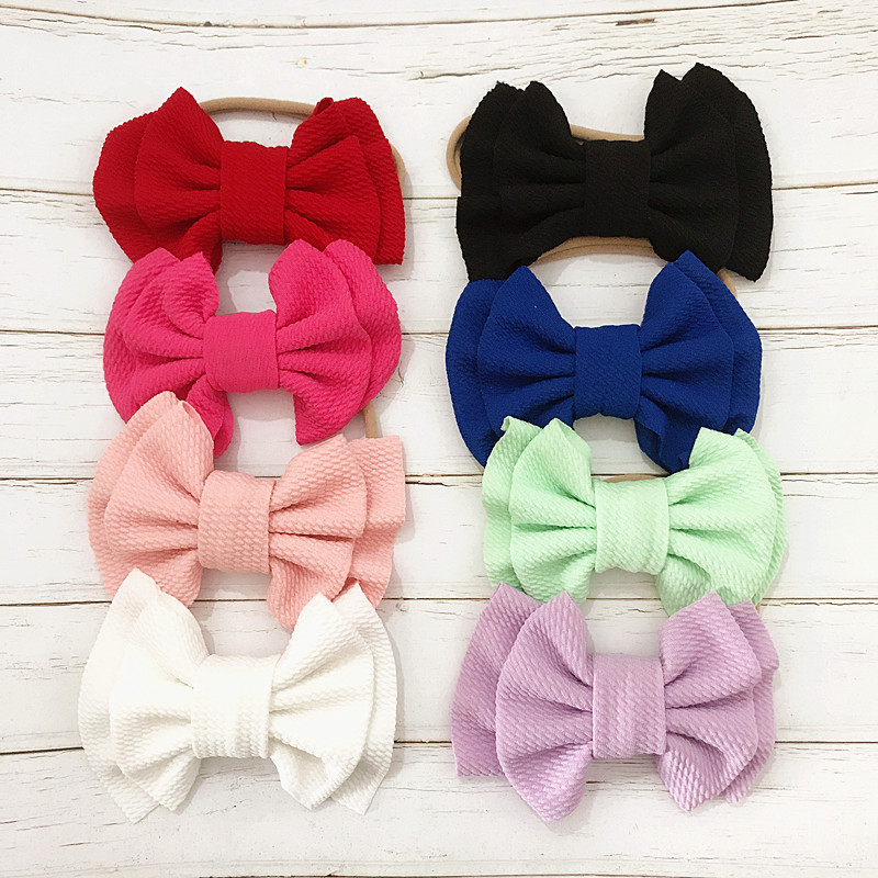 Cute Big Bow Hairband Baby Girls Toddler Kids Elastic Headband Knotted Nylon Turban Head Wraps Bow-knot Hair Accessories - view 3