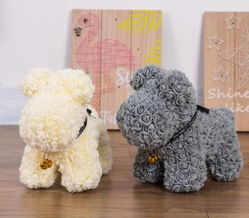 Artificial Rose Flower PE Rose Dog Cute Cartoon Dog Flower Girlgriend Present Wedding Party Decoration Valentine's Day Gift