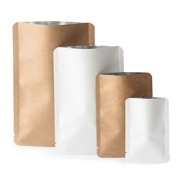 100pcs Open Top Kraft/White Paper Bag Small Heat Sealing Ground Coffee Beans Powder Salt Soap Chocolate Snack Candy Bakery Packaging Pouches