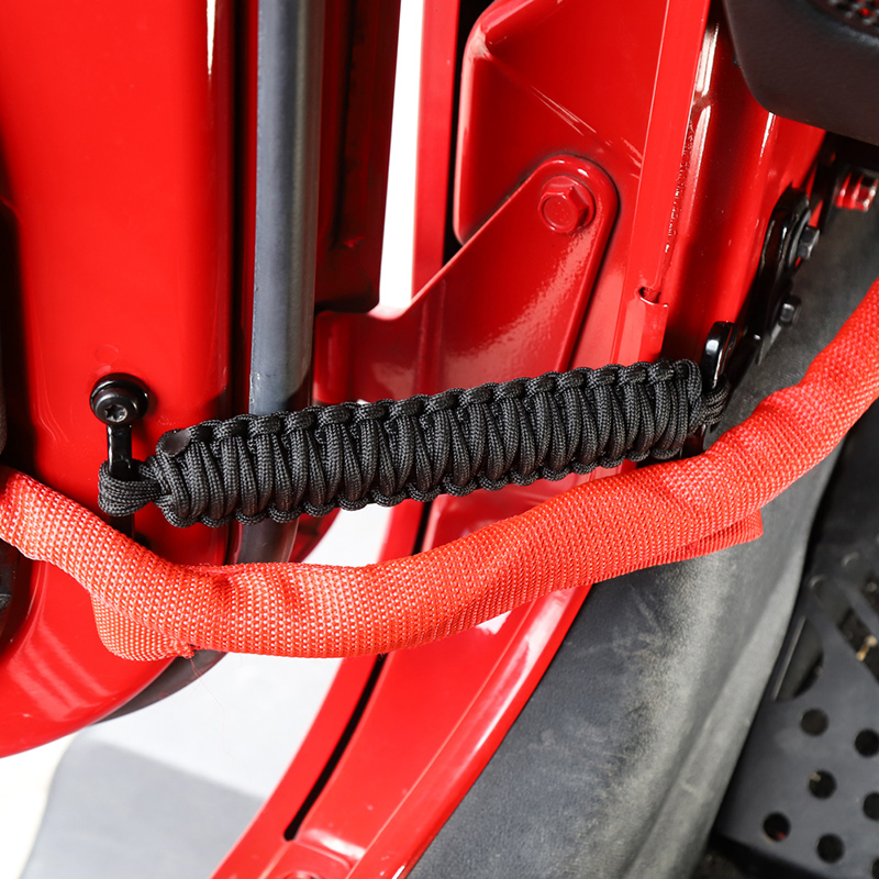 Door Limiting Straps for Jeep Wrangler CJ YJ TJ JK JKU JL Door Limiter Paracord Hand Woven Red(2pcs)