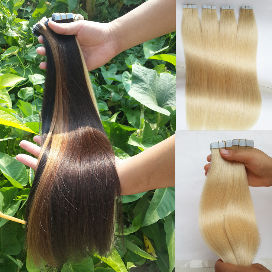 2021 New Tape In Human Hair Extensions Skin Weft Hair Extensions 100g/40pieces Cuticle Aligned Hair, 20 Colors Optional, Factory Wholesale