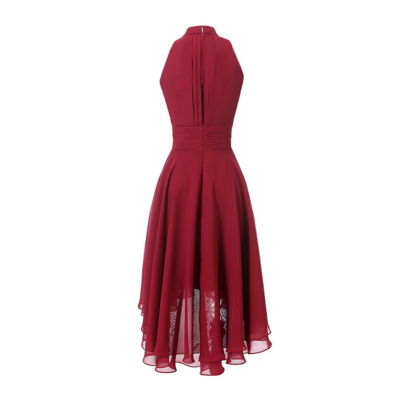 Burgundy Gray Chiffon High Low Bridesmaid Dresses 2020 Beach Wedding Party Dress Halter Neck sukienka wesele