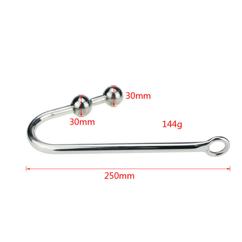 New stainless steel metal anal hook with ball hole butt plug dilator prostate massager SM bondage sex toy for man male Y200422