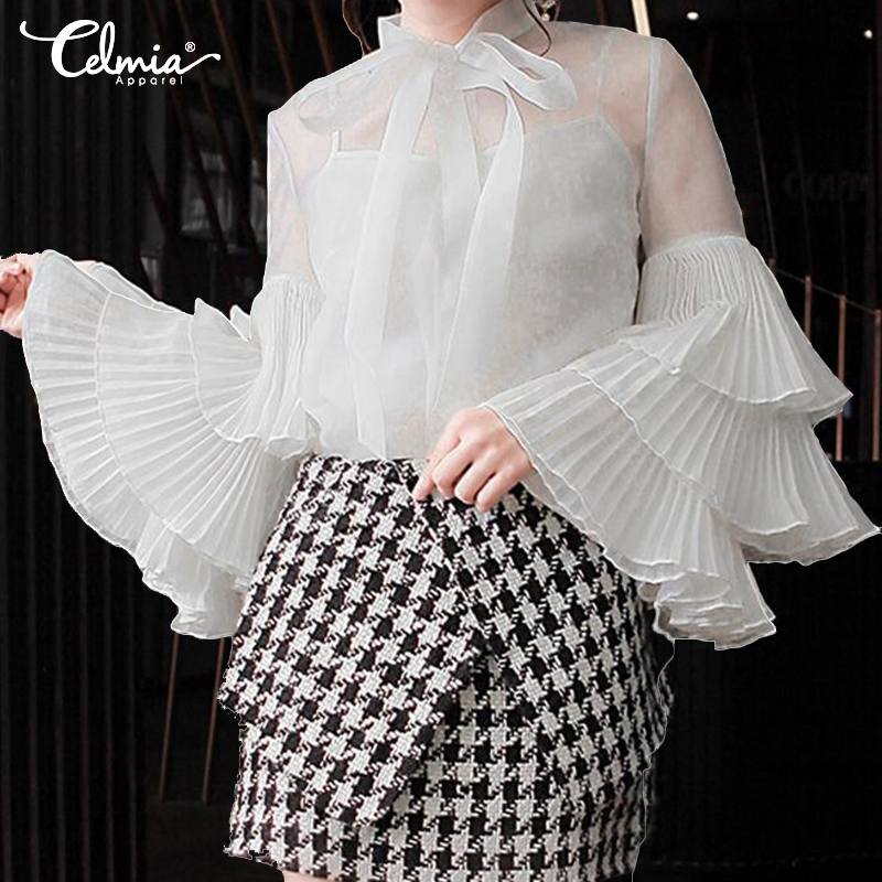 2020 Celmia Stylish Women Blouses Ladies See Through Sexy Shirts Long Sleeve Ruffles Top Plus Size Casual Loose Bow Blusas Mujer, Black
2020 Celmia Stylish Women Blouses Ladies See Through Sexy Shirts Long Sleeve Ruffles Top Plus Size Casual Loose Bow Blusas Mujer, Black