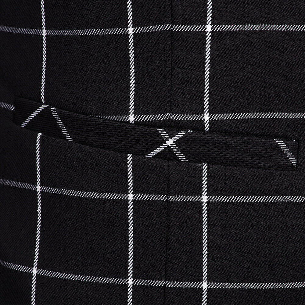 Men Suit Black Check Design Suits 3 Pieces 2 Button Groom Wedding Formal Tuxedos Business Men Wear